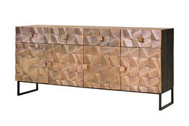 GINER Y COLOMER Aparador de cuatro puertas y cuatro cajones en madera de mango y bronce marrón oscuro